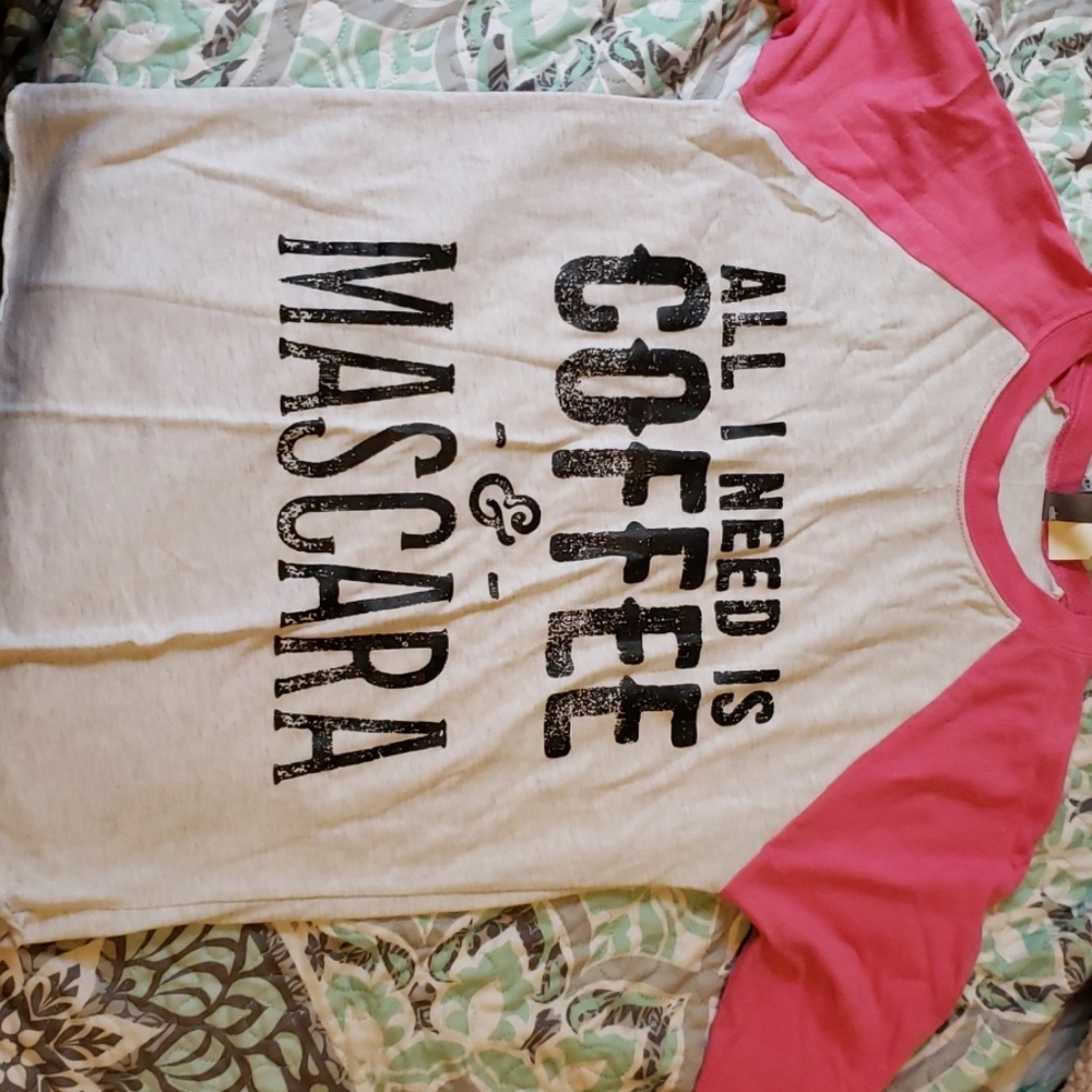 Pink and white 3/4 baseball tee